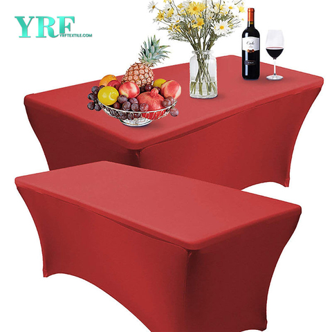 Längliche, angepasste Spandex-Tischdecke Rot 8ft reines Polyester knitterfrei für Klapptische