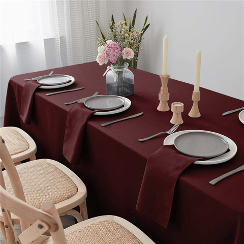 Rechteckige Tischdecken Weinrot 90x132 Zoll reines 100% Polyester knitterfrei für Hochzeiten