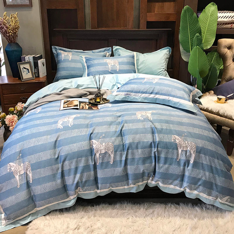 Hochwertige Bettwäsche aus Baumwolle, bedruckt, bequem für Queensize-Bett