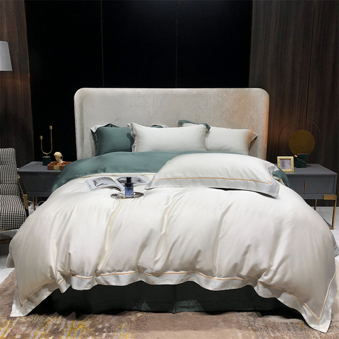 Luxus-Design 5-Sterne-Hotel White Tencel 4Pcs Bettwäsche-Kollektion