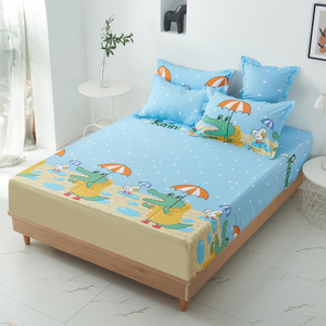 Bettwäsche für Zuhause, schmutzabweisend, weiches Bettlaken, tiefe Taschen, blauer Cartoon