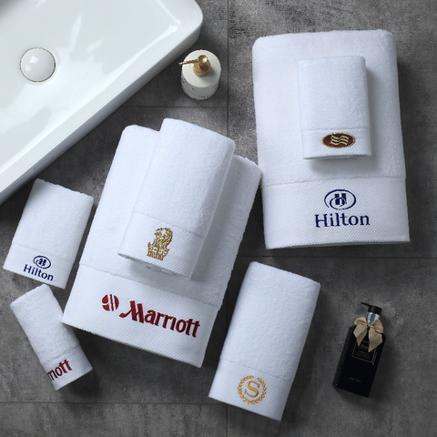 Hochwertiges, individuelles Logo, 100 % Baumwolle, luxuriöses Hotelhandtuch-Set