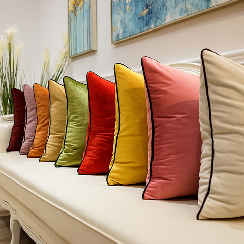 Hotel-Schlafzimmer-Sofa-einfaches bequemes einfarbiges Samt-Dekorationskissen