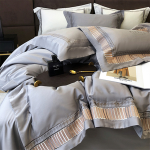 Grauer Bettbezug für Hotelzimmer aus ägyptischer Baumwolle mit 500 Fäden